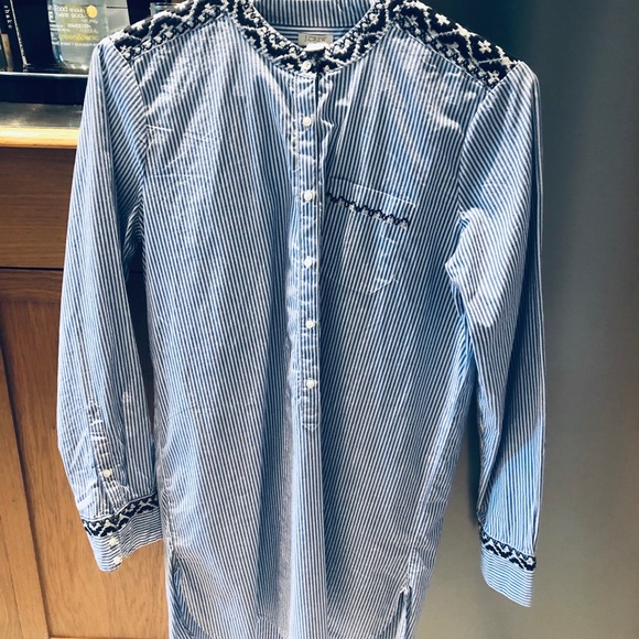 💙 JCrew Beachy Pinstripe Tunic Dress - Picture 1 of 6